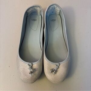 UGG  flat shoes women ballet light blue shine leather Sz# 9.5 NWOT